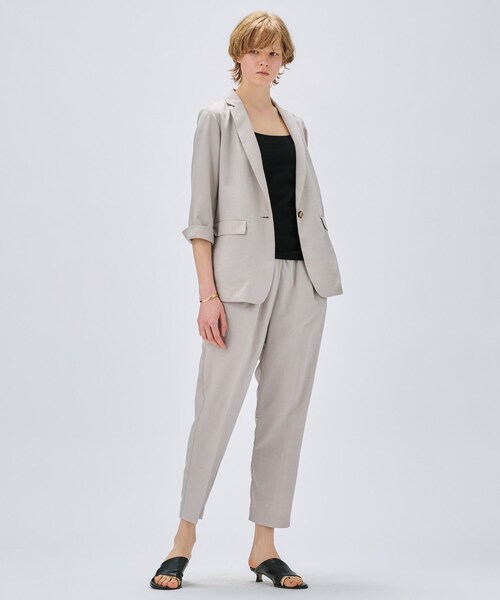 cloenc（クロエンス）の「【セットアップ／手洗い可】ドライタッチ八分袖テーラードジャケット（テーラードジャケット・レディース・グレー/ダークブラウン/スミクロ・01/02/03）」の4枚目の写真