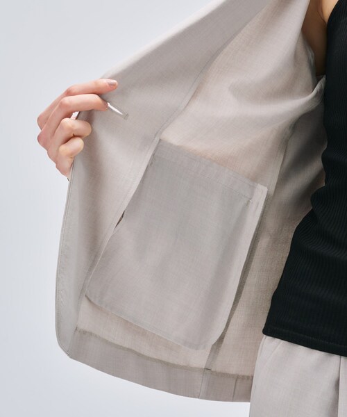cloenc（クロエンス）の「【セットアップ／手洗い可】ドライタッチ八分袖テーラードジャケット（テーラードジャケット・レディース・グレー/ダークブラウン/スミクロ・01/02/03）」の9枚目の写真