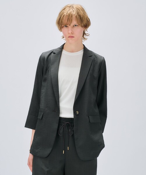 cloenc（クロエンス）の「【セットアップ／手洗い可】ドライタッチ八分袖テーラードジャケット（テーラードジャケット・レディース・グレー/ダークブラウン/スミクロ・01/02/03）」の19枚目の写真