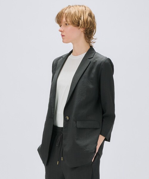 cloenc（クロエンス）の「【セットアップ／手洗い可】ドライタッチ八分袖テーラードジャケット（テーラードジャケット・レディース・グレー/ダークブラウン/スミクロ・01/02/03）」の20枚目の写真