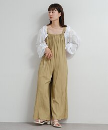 Kastane（カスタネ）の「【低身長サイズ/2サイズ展開】B ナイロンギャザーサロペット（サロペット/オーバーオール・レディース）」