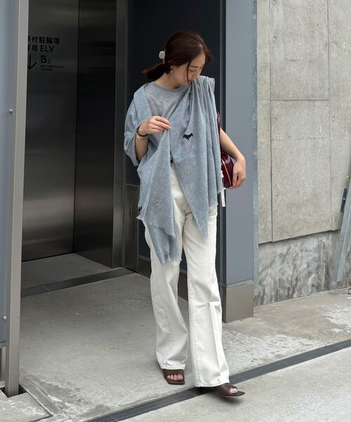 CITRUS（シトラス）の「【CITRUS/ シトラス】ワンコシシュウストール（ストール/ショール・レディース・ライトグレー/ベージュ・FREE）」の6枚目の写真