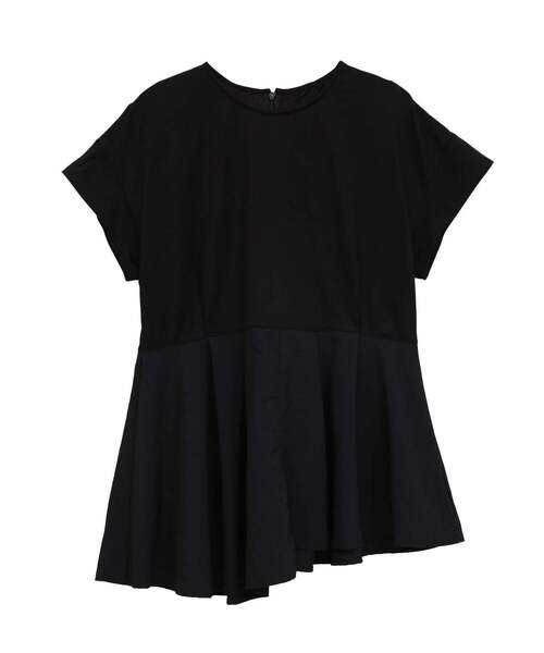 SOFFITTO(ソフィット)の「異素材使いプルオーバー(Tシャツ/カットソー・レディース・オフホワイト/ボルドー/ブラック・FREE)」の1枚目の写真
