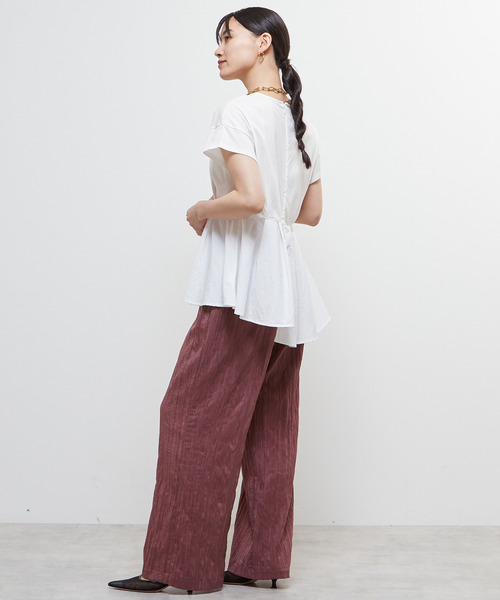 SOFFITTO(ソフィット)の「異素材使いプルオーバー(Tシャツ/カットソー・レディース・オフホワイト/ボルドー/ブラック・FREE)」の8枚目の写真