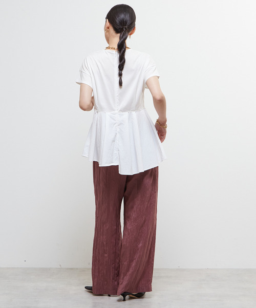 SOFFITTO(ソフィット)の「異素材使いプルオーバー(Tシャツ/カットソー・レディース・オフホワイト/ボルドー/ブラック・FREE)」の9枚目の写真