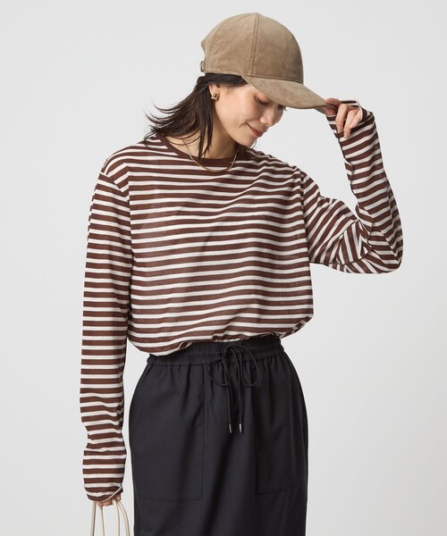 green label relaxing（グリーンレーベルリラクシング）の「シアー ロングスリーブ Tシャツ（Tシャツ/カットソー・レディース・オフホワイト/ブラック/ライトピンク/ライトブルー/その他1/その他2・FREE）」の6枚目の写真