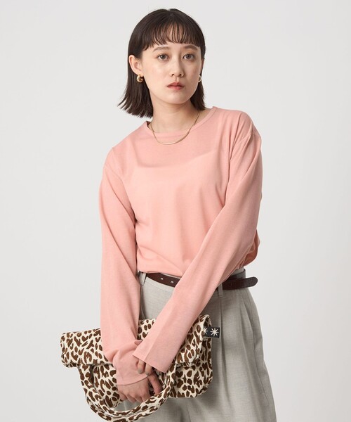 green label relaxing（グリーンレーベルリラクシング）の「シアー ロングスリーブ Tシャツ（Tシャツ/カットソー・レディース・オフホワイト/ブラック/ライトピンク/ライトブルー/その他1/その他2・FREE）」の5枚目の写真