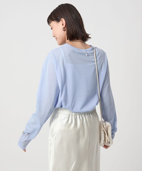 green label relaxing（グリーンレーベルリラクシング）の「シアー ロングスリーブ Tシャツ（Tシャツ/カットソー・レディース・オフホワイト/ブラック/ライトピンク/ライトブルー/その他1/その他2・FREE）」の7枚目の写真