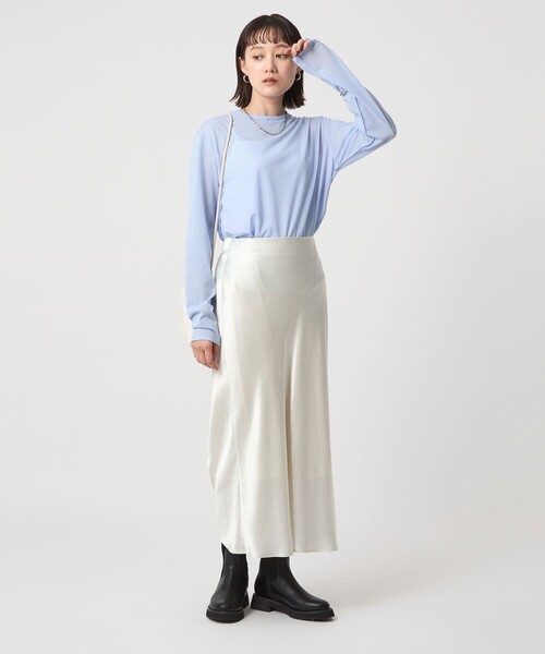 green label relaxing（グリーンレーベルリラクシング）の「シアー ロングスリーブ Tシャツ（Tシャツ/カットソー・レディース・オフホワイト/ブラック/ライトピンク/ライトブルー/その他1/その他2・FREE）」の9枚目の写真