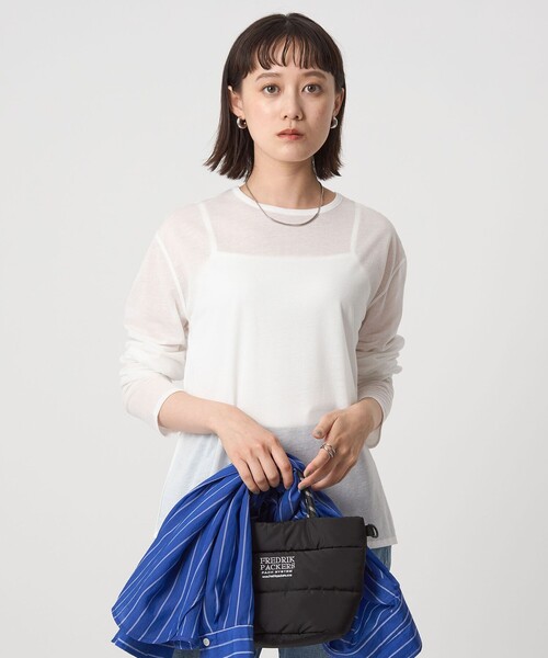 green label relaxing（グリーンレーベルリラクシング）の「シアー ロングスリーブ Tシャツ（Tシャツ/カットソー・レディース・オフホワイト/ブラック/ライトピンク/ライトブルー/その他1/その他2・FREE）」の14枚目の写真