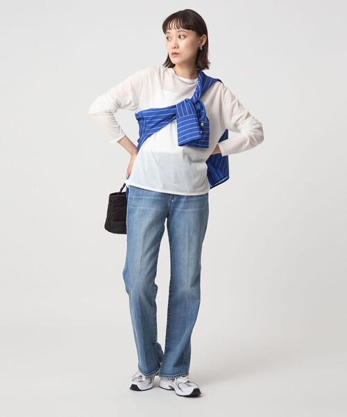 green label relaxing（グリーンレーベルリラクシング）の「シアー ロングスリーブ Tシャツ（Tシャツ/カットソー・レディース・オフホワイト/ブラック/ライトピンク/ライトブルー/その他1/その他2・FREE）」の15枚目の写真