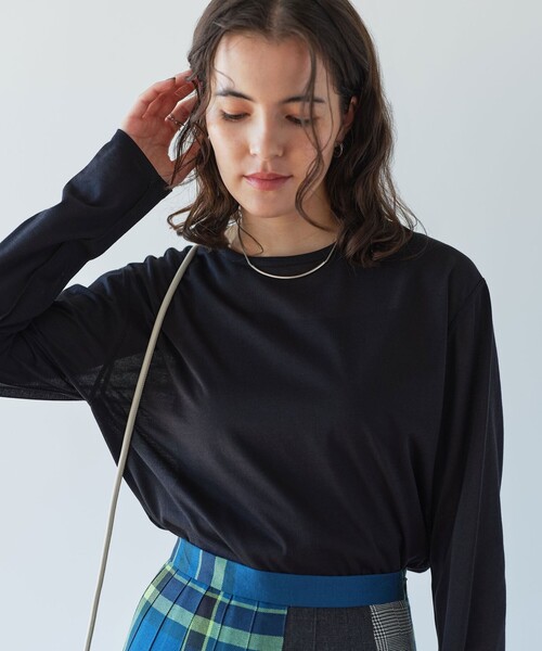 green label relaxing（グリーンレーベルリラクシング）の「シアー ロングスリーブ Tシャツ（Tシャツ/カットソー・レディース・オフホワイト/ブラック/ライトピンク/ライトブルー/その他1/その他2・FREE）」の17枚目の写真