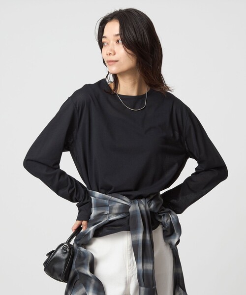 green label relaxing（グリーンレーベルリラクシング）の「シアー ロングスリーブ Tシャツ（Tシャツ/カットソー・レディース・オフホワイト/ブラック/ライトピンク/ライトブルー/その他1/その他2・FREE）」の20枚目の写真