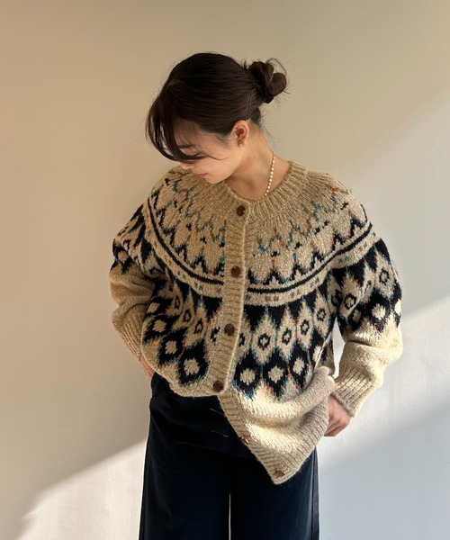 ALPACA NORDIC CARDIGAN（ニット/セーター）｜GREEN BUTTER（グリーン