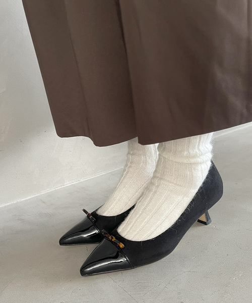 りの✧新品✧ ルタロン 5cm ポインテッドクロスリボンパンプス 5cmポインテッドマーブルリボンパンプス（パンプス）｜LE TALON