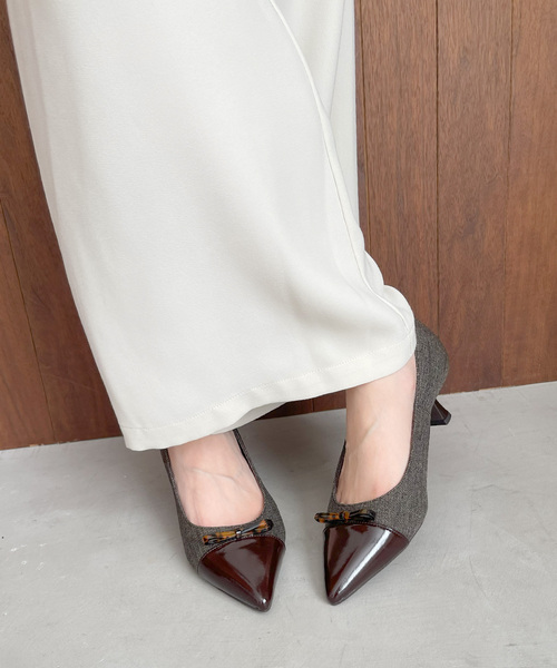 りの✧新品✧ ルタロン 5cm ポインテッドクロスリボンパンプス 5cmポインテッドマーブルリボンパンプス（パンプス）｜LE TALON