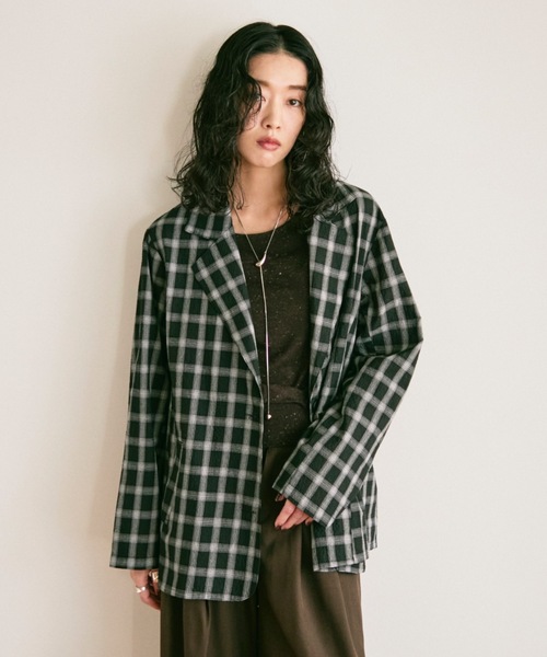 セール】Nocturne single breasted jacket / チェックシングルブレスト