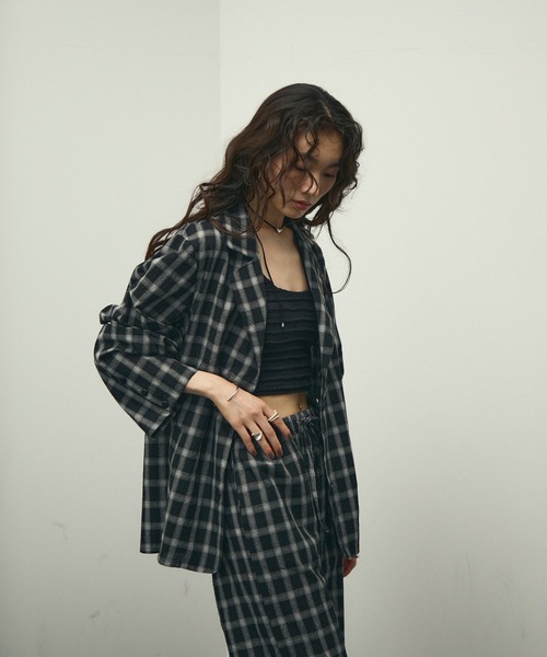 Lutim by u(ルチバイユー)の「Nocturne single breasted jacket / チェックシングルブレストジャケット(テーラードジャケット・レディース・ブラウン/ブラック・FREE)」の5枚目の写真