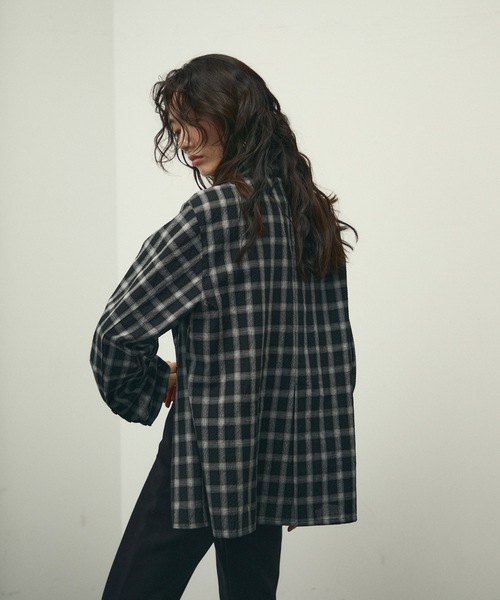 Lutim by u(ルチバイユー)の「Nocturne single breasted jacket / チェックシングルブレストジャケット(テーラードジャケット・レディース・ブラウン/ブラック・FREE)」の14枚目の写真