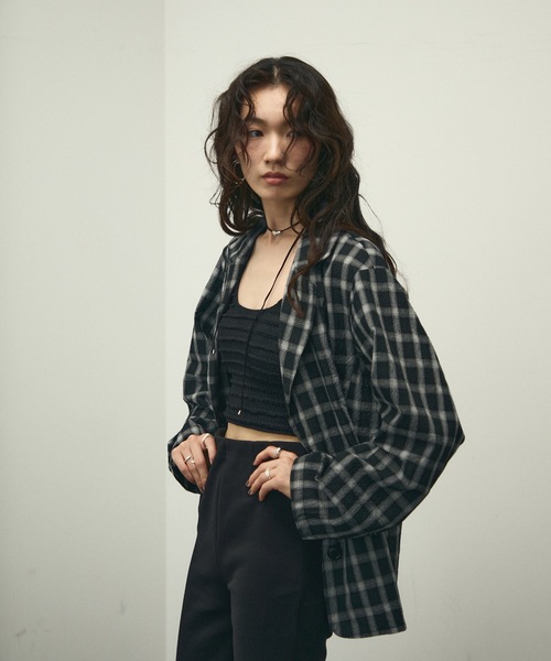 Lutim by u(ルチバイユー)の「Nocturne single breasted jacket / チェックシングルブレストジャケット(テーラードジャケット・レディース・ブラウン/ブラック・FREE)」の15枚目の写真
