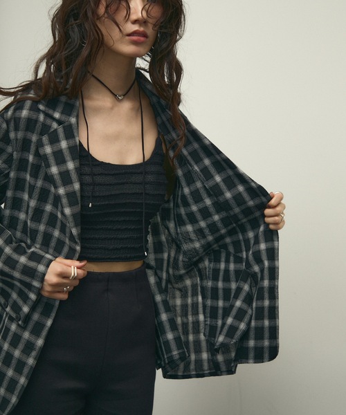 Lutim by u(ルチバイユー)の「Nocturne single breasted jacket / チェックシングルブレストジャケット(テーラードジャケット・レディース・ブラウン/ブラック・FREE)」の16枚目の写真