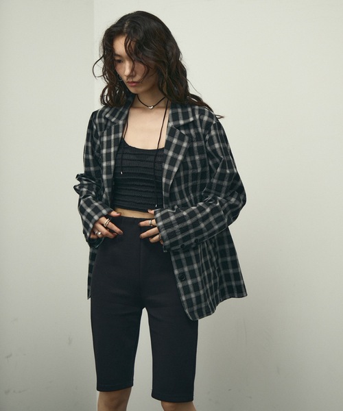 Lutim by u(ルチバイユー)の「Nocturne single breasted jacket / チェックシングルブレストジャケット(テーラードジャケット・レディース・ブラウン/ブラック・FREE)」の13枚目の写真