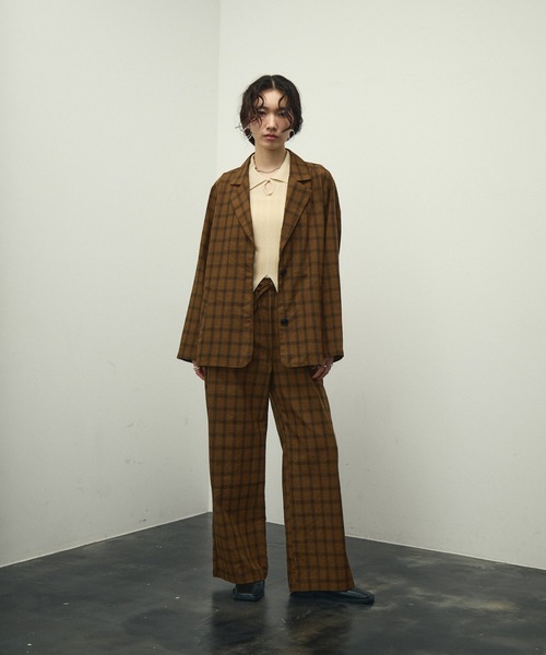 Lutim by u(ルチバイユー)の「Nocturne single breasted jacket / チェックシングルブレストジャケット(テーラードジャケット・レディース・ブラウン/ブラック・FREE)」の17枚目の写真
