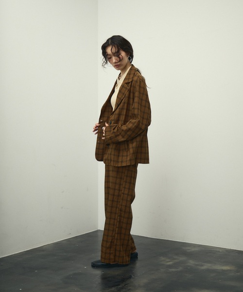 Lutim by u(ルチバイユー)の「Nocturne single breasted jacket / チェックシングルブレストジャケット(テーラードジャケット・レディース・ブラウン/ブラック・FREE)」の18枚目の写真