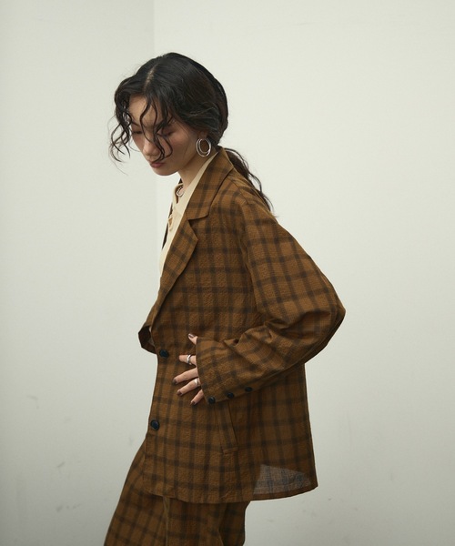 Lutim by u(ルチバイユー)の「Nocturne single breasted jacket / チェックシングルブレストジャケット(テーラードジャケット・レディース・ブラウン/ブラック・FREE)」の22枚目の写真