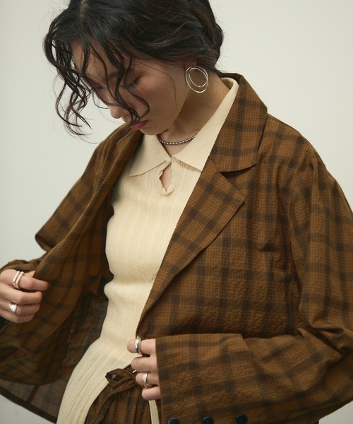 セール】Nocturne single breasted jacket / チェックシングルブレスト