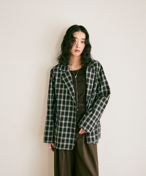 セール】Nocturne single breasted jacket / チェックシングルブレスト