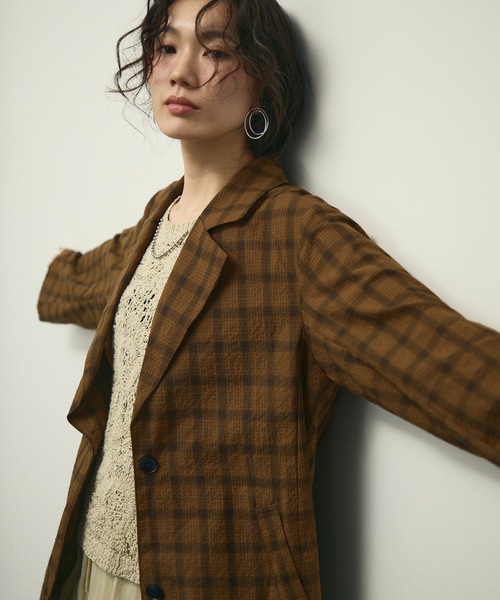 セール】Nocturne single breasted jacket / チェックシングルブレスト