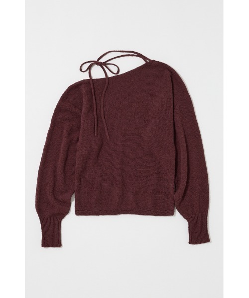 MOUSSY（マウジー）の「ONE SHOULDER ニットトップス　冬服（ニット/セーター・レディース・ブラウン/レッド/オフホワイト/ブラック・FREE）」の7枚目の写真