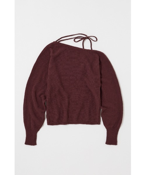 MOUSSY（マウジー）の「ONE SHOULDER ニットトップス　冬服（ニット/セーター・レディース・ブラウン/レッド/オフホワイト/ブラック・FREE）」の8枚目の写真