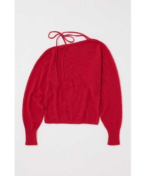 MOUSSY（マウジー）の「ONE SHOULDER ニットトップス　冬服（ニット/セーター・レディース・ブラウン/レッド/オフホワイト/ブラック・FREE）」の5枚目の写真