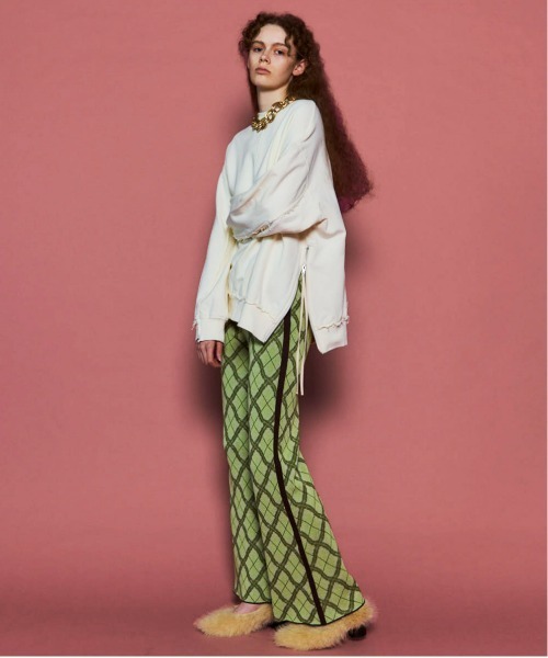 MAISON SPECIAL(メゾンスペシャル)の「Plaid Straight Knit Pants/チェックストレートニットパンツ(その他パンツ・レディース・グリーン/ブルー・38/36)」の4枚目の写真