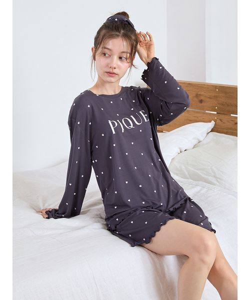 ウサギオンライン限定ハート柄ロンTショートパンツセット　ハート柄プルオーバー セール】【USAGI ONLINE/ZOZO限定】【接触冷感】ハート柄ロンT＆