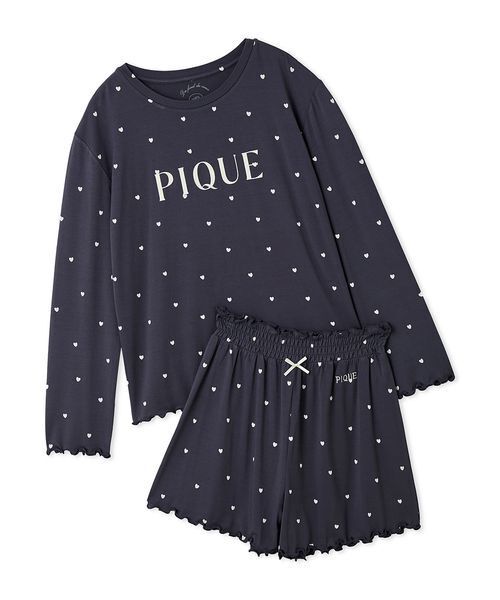 ウサギオンライン限定ハート柄ロンTショートパンツセット　ハート柄プルオーバー セール】【USAGI ONLINE/ZOZO限定】【接触冷感】ハート柄ロンT＆