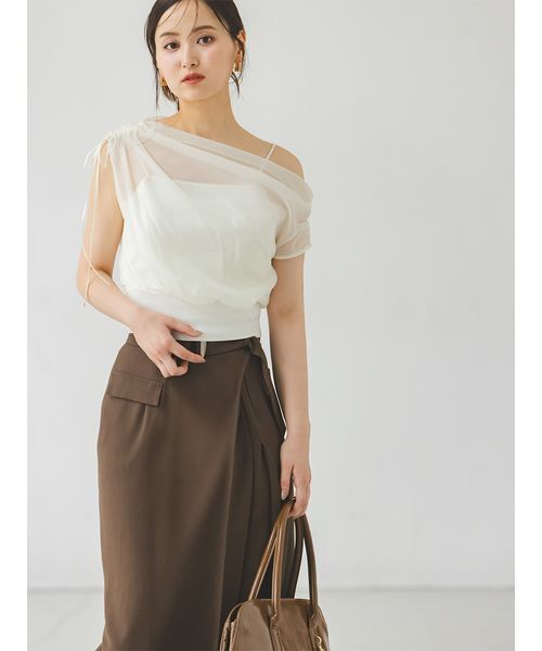 SNIDEL（スナイデル）の「ベルトデザインタイトスカート（スカート・レディース・ブラウン/グレー/アイボリー・0/1）」の7枚目の写真