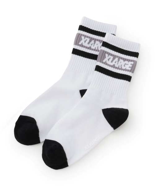 XLARGE KIDS(エクストララージキッズ)の「ロゴラインクルーソックス(ソックス/靴下・キッズ・ブラック/ホワイト/トップグレー・17-19cm/15-17cm/13-15cm/19-21cm)」の2枚目の写真