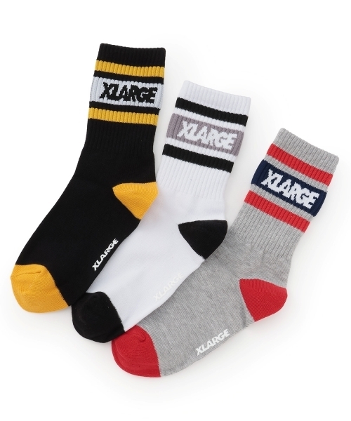 XLARGE KIDS(エクストララージキッズ)の「ロゴラインクルーソックス(ソックス/靴下・キッズ・ブラック/ホワイト/トップグレー・17-19cm/15-17cm/13-15cm/19-21cm)」の6枚目の写真