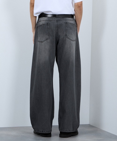 Mac-House（マックハウス）の「Curved Wide-Leg Denim Pants　デニムカーブワイドパンツ（デニムパンツ・メンズ・ブラック/ブラウン/ブルー/グレー・S/L/M）」の17枚目の写真