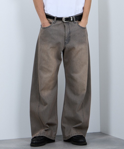 Mac-House（マックハウス）の「Curved Wide-Leg Denim Pants　デニムカーブワイドパンツ（デニムパンツ・メンズ・ブラック/ブラウン/ブルー/グレー・S/L/M）」の21枚目の写真