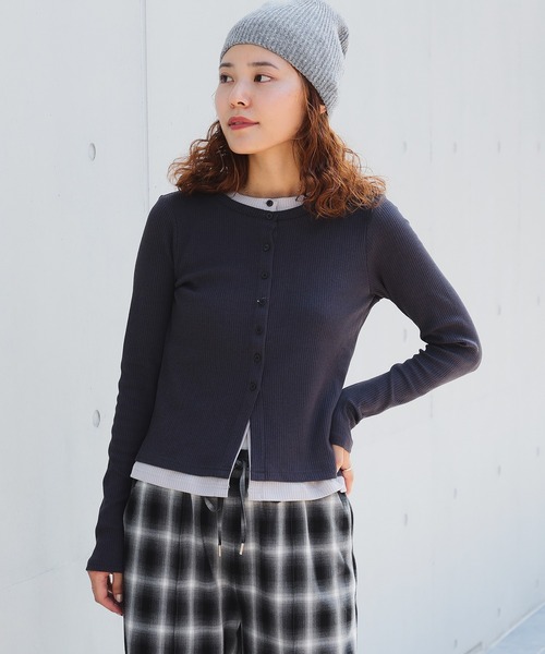 RayBeams レイヤード カーディガン［手洗い可］ RIB レイヤード カーディガン［手洗い可］（カーディガン/ボレロ