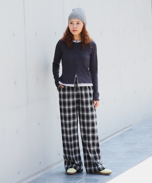 Ray BEAMS（レイビームス）の「RIB レイヤード カーディガン（カーディガン/ボレロ・レディース・グレー/ピンク/オフホワイト・ONE SIZE）」の4枚目の写真