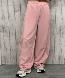 《裾ドロスト×ゆるストレート》レディース スウェットパンツ カーブシルエット 楽ちん 秋冬 美脚
