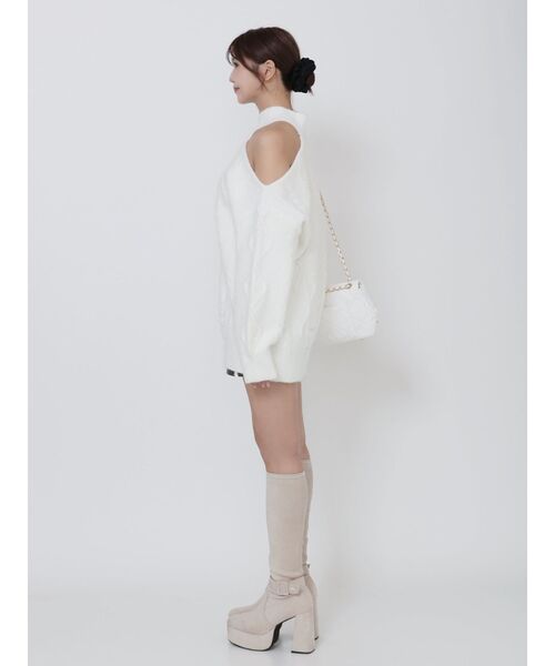 EATME（イートミー）の「ダメージワンショルニット（ニット/セーター・レディース・ネイビー/オフホワイト/グレー・FREE）」の10枚目の写真