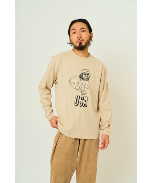 BIG MIKE(ビッグマイク)の「BIG MIKE ビックマイク USA スケート オジサン 長袖Tシャツ ロンT / 102538373(Tシャツ/カットソー・メンズ・ダークグリーン/ストーン・LARGE/X-LARGE)」の5枚目の写真