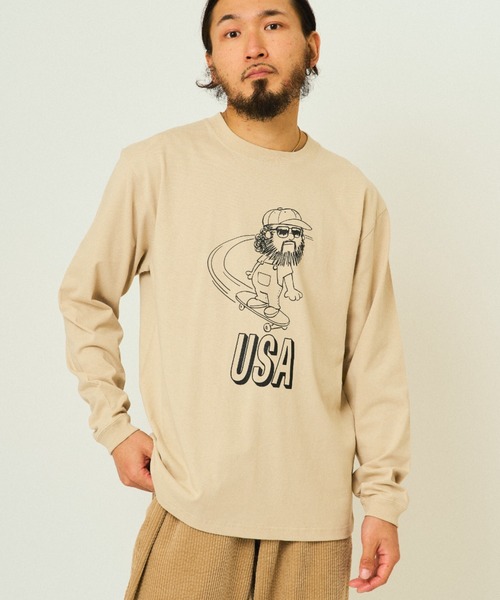 BIG MIKE(ビッグマイク)の「BIG MIKE ビックマイク USA スケート オジサン 長袖Tシャツ ロンT / 102538373(Tシャツ/カットソー・メンズ・ダークグリーン/ストーン・LARGE/X-LARGE)」の7枚目の写真