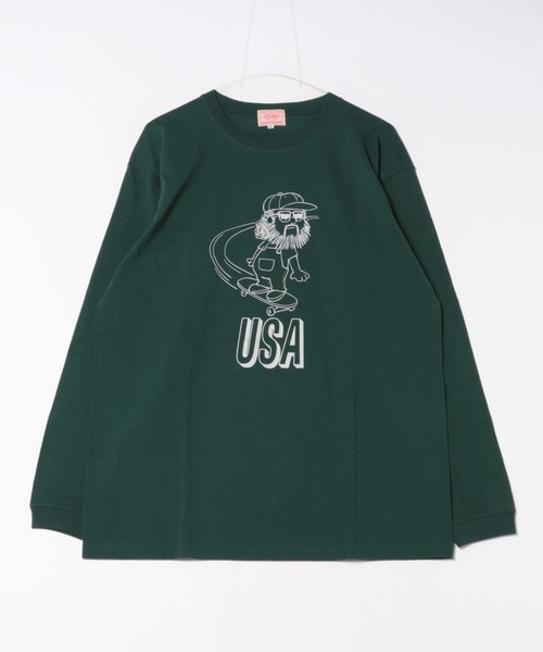 BIG MIKE(ビッグマイク)の「BIG MIKE ビックマイク USA スケート オジサン 長袖Tシャツ ロンT / 102538373(Tシャツ/カットソー・メンズ・ダークグリーン/ストーン・LARGE/X-LARGE)」の8枚目の写真